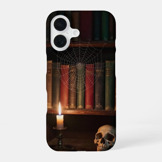 Cobweb Bookshelf Gothic Library Case iPhone 16ケース (裏面)