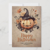 Cobweb Pumpkin In A Hat Happy Halloween Card シーズンカード (正面)