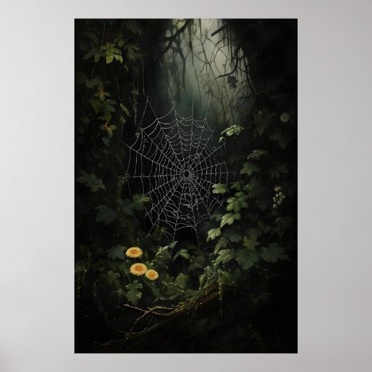 Cobwebs In Dark Woods Wall Print, Spider Webs In ポスター (正面)