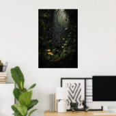 Cobwebs In Dark Woods Wall Print, Spider Webs In ポスター (ホームオフィス)
