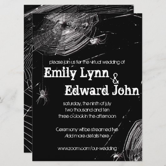 Cobwebs & White Spiders Virtual 結婚's 招待状 (正面/裏面)