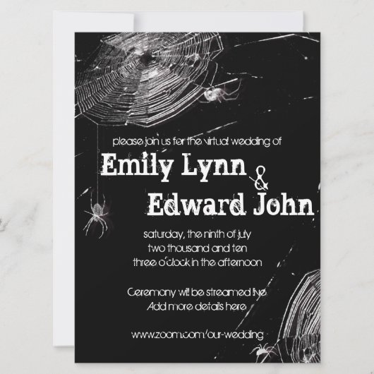 Cobwebs & White Spiders Virtual 結婚's 招待状 (正面)