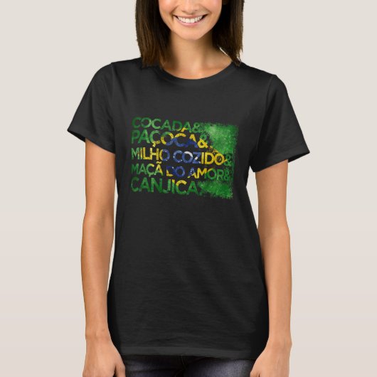 Cocada Paçoca Milho Cozido Maçã do Amor & Canjica  Tシャツ (正面)