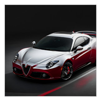 Coche deportivo en color rojo y plata ポスター