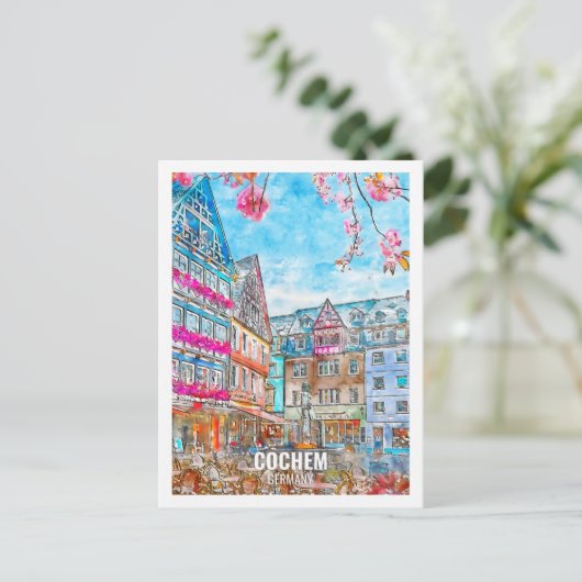 Cochemドイツ旅行場水の色 ポストカード (スタンド正面)