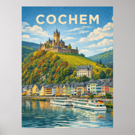 Cochem Germany Vintage Travel  ポスター