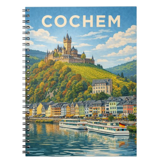 Cochem Germany Vintage Travel Art ノートブック (正面)