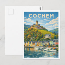 Cochem Germany Vintage Travel Art Postcard ポストカード