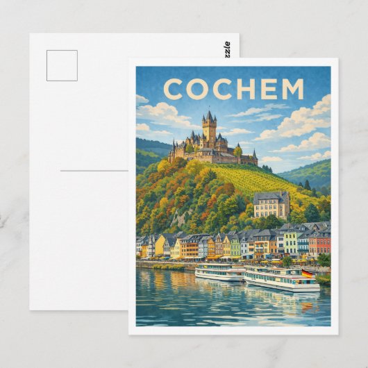 Cochem Germany Vintage Travel Art Postcard ポストカード (正面/裏面)