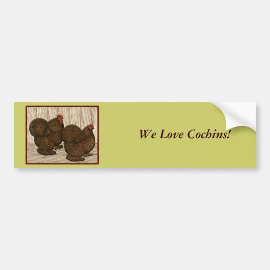 Cochins：テクスチャ付き赤いバンタム バンパーステッカー (正面)