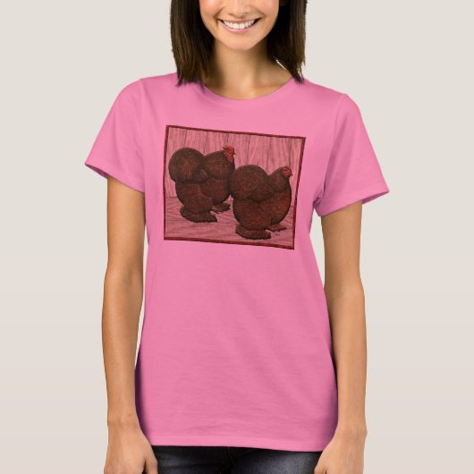 Cochins:テクスチャ付き赤いバンタム Tシャツ (正面)