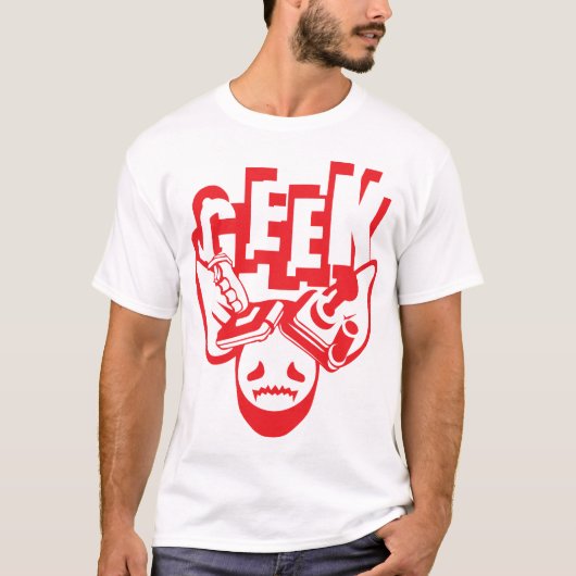cochon geek manette jeux joystick video tシャツ (正面)
