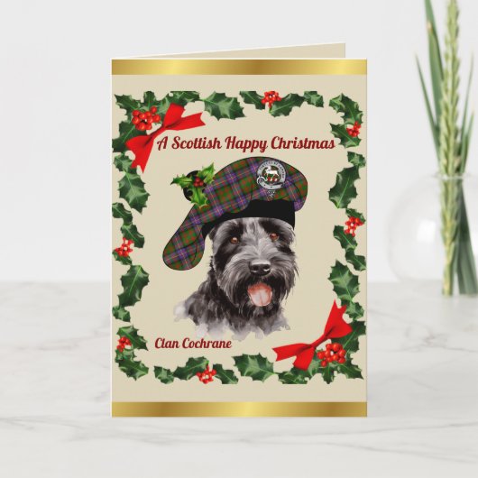Cochrane Scottie Dog Personalized Xmas カード (正面)