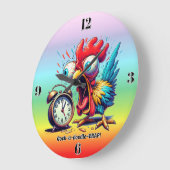 Cock-a-doodle-CRAP! ラージ壁時計 (傾斜)