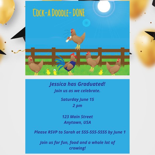 Cock-a doodle DONE Graduation 招待状