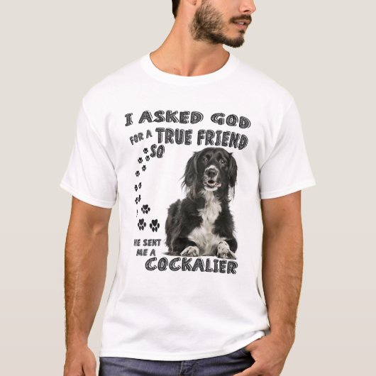 Cockalier Spaniel Quote Mom Dad Print, Cocker Cava Tシャツ (正面)
