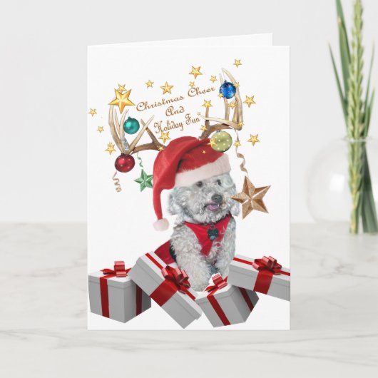 Cockapooのクリスマスの応援及びおもしろい シーズンカード (正面)