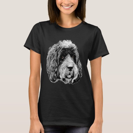 Cockapoo頭部の背面と白の画像のみ Tシャツ (正面)