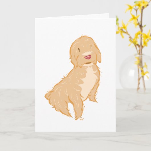 Cockapoo -挨拶状 カード (黄色い花)