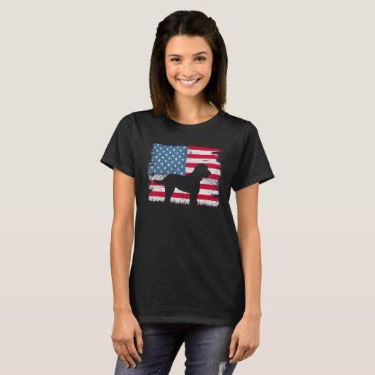 Cockapoo American Flag USA 4th of July Men Women B Tシャツ (正面フル)