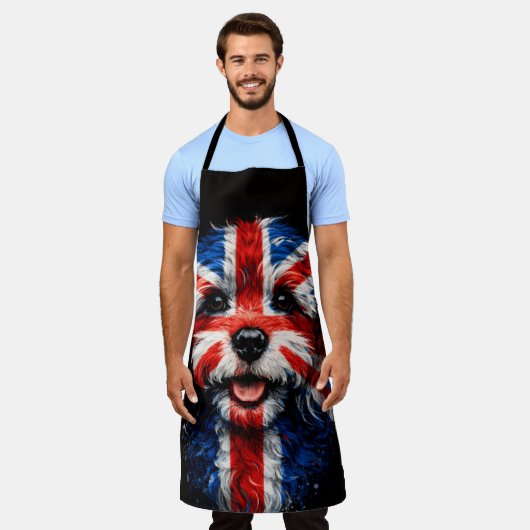 Cockapoo Apron Union Jack British Dog Gift エプロン (着用した状態)