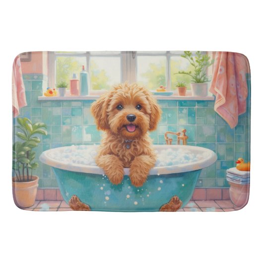 Cockapoo Bath Time Cute Bathroom Decor バスマット (正面)