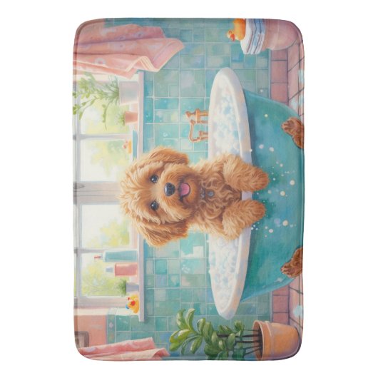 Cockapoo Bath Time Cute Bathroom Decor バスマット (正面縦)