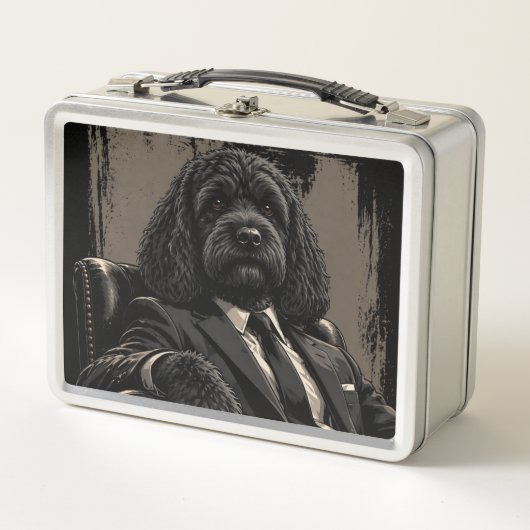 Cockapoo Boss Dog Lunchbox – Vintage Style メタルランチボックス (正面)