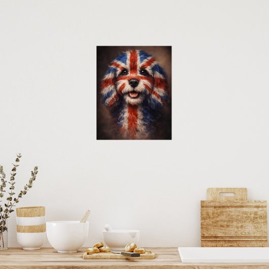 Cockapoo British Flag Dog Wall Art Poster ポスター (キッチン)