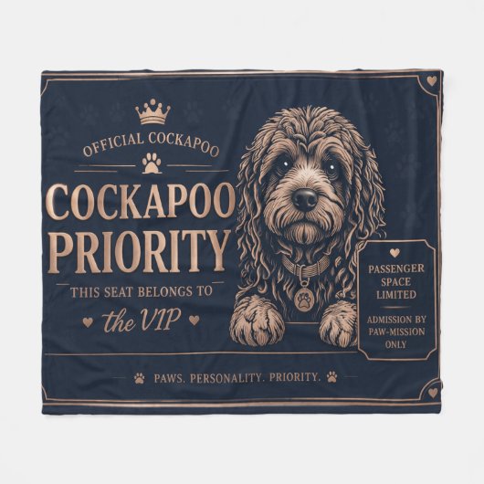Cockapoo Car Blanket Funny Dog Travel Gift フリースブランケット (正面(横))