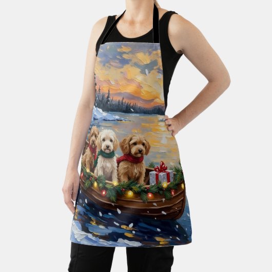 Cockapoo Christmas Boat Holiday エプロン (インサイチュ)