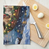 Cockapoo Christmas Boat Holiday キッチンタオル (四つ折り)