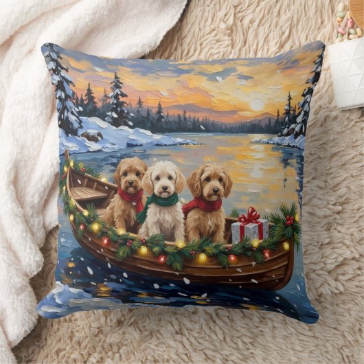 Cockapoo Christmas Boat Holiday クッション (ブランケット)