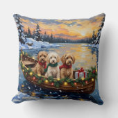 Cockapoo Christmas Boat Holiday クッション (正面)