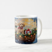 Cockapoo Christmas Boat Holiday コーヒーマグカップ (正面右)