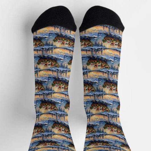 Cockapoo Christmas Boat Holiday ソックス (上部)