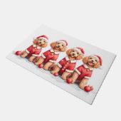 Cockapoo Christmas Dress Santa Hat ドアマット (アングル)
