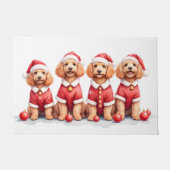 Cockapoo Christmas Dress Santa Hat ドアマット (正面)