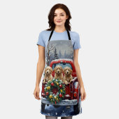 Cockapoo Christmas Red Truck Holiday エプロン (着用した状態)