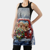 Cockapoo Christmas Red Truck Holiday エプロン (インサイチュ)