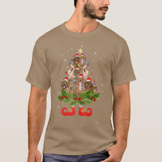 Cockapoo Christmas Tree Lights Cute Santa Hat Dog Tシャツ