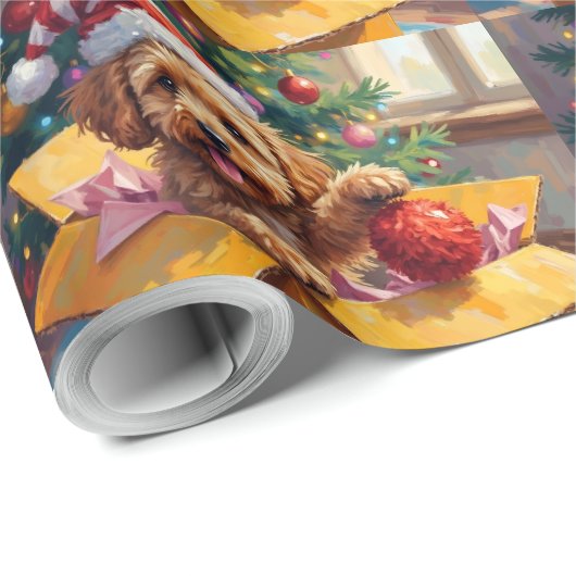 Cockapoo Dog Christmas Gift Box Surprise ラッピングペーパー (ロールコーナー)