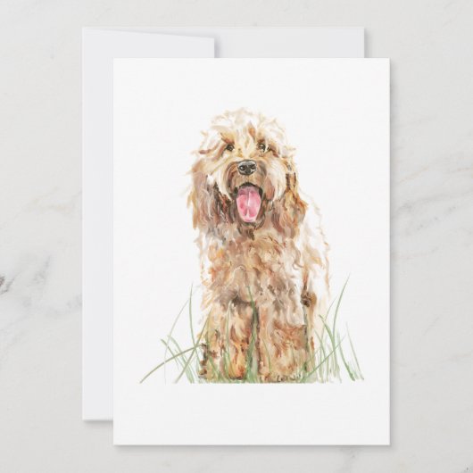 Cockapoo Dog Greeting Card – Watercolor Pet Art カード (正面)