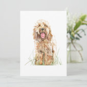 Cockapoo Dog Greeting Card – Watercolor Pet Art カード (スタンド正面)