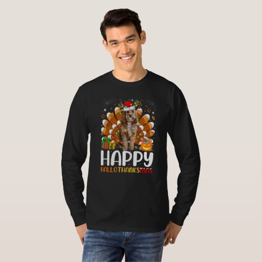 Cockapoo Dog  Halloween Christmas Happy Hallothank Tシャツ (正面フル)