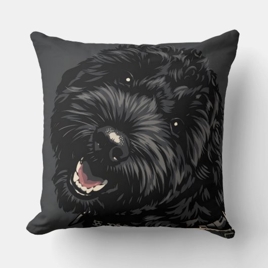 Cockapoo Dog Portrait Cushion Black Cockapoo gift クッション (正面)