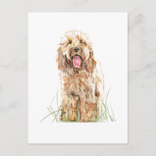 Cockapoo Dog Postcard – Watercolor Pet Art ポストカード (正面)