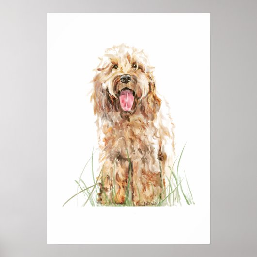 Cockapoo Dog Poster, Watercolor Wall Art ポスター (正面)