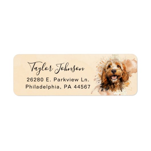 Cockapoo Dog Return Address Label ラベル (正面)