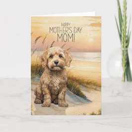 Cockapoo Dog Sunset Beach Mother's Day シーズンカード